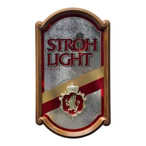 Vintage Stroh's Fire Brewed Beer Bar Advertising Sign Mancave Wall Hanger